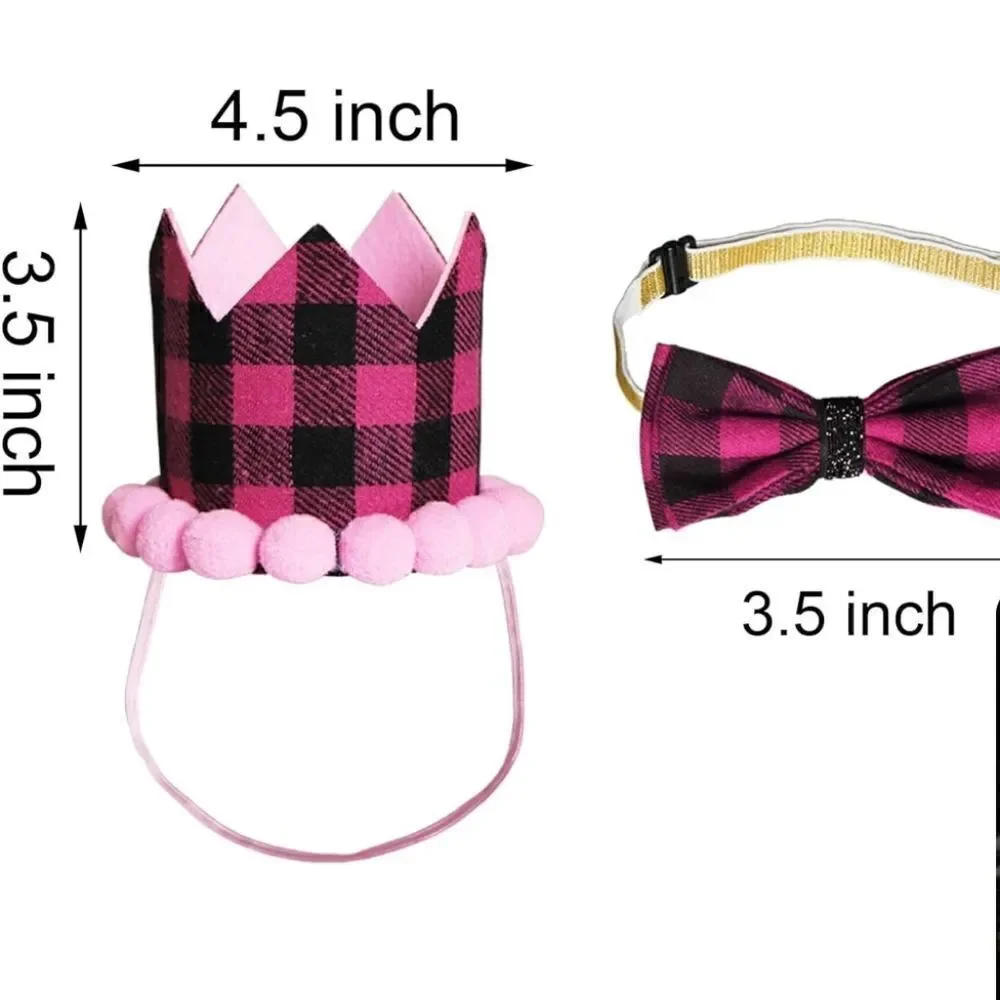 Dog Birthday Party Supplies, Plaid Dog Birthday Bandana Girl Pink